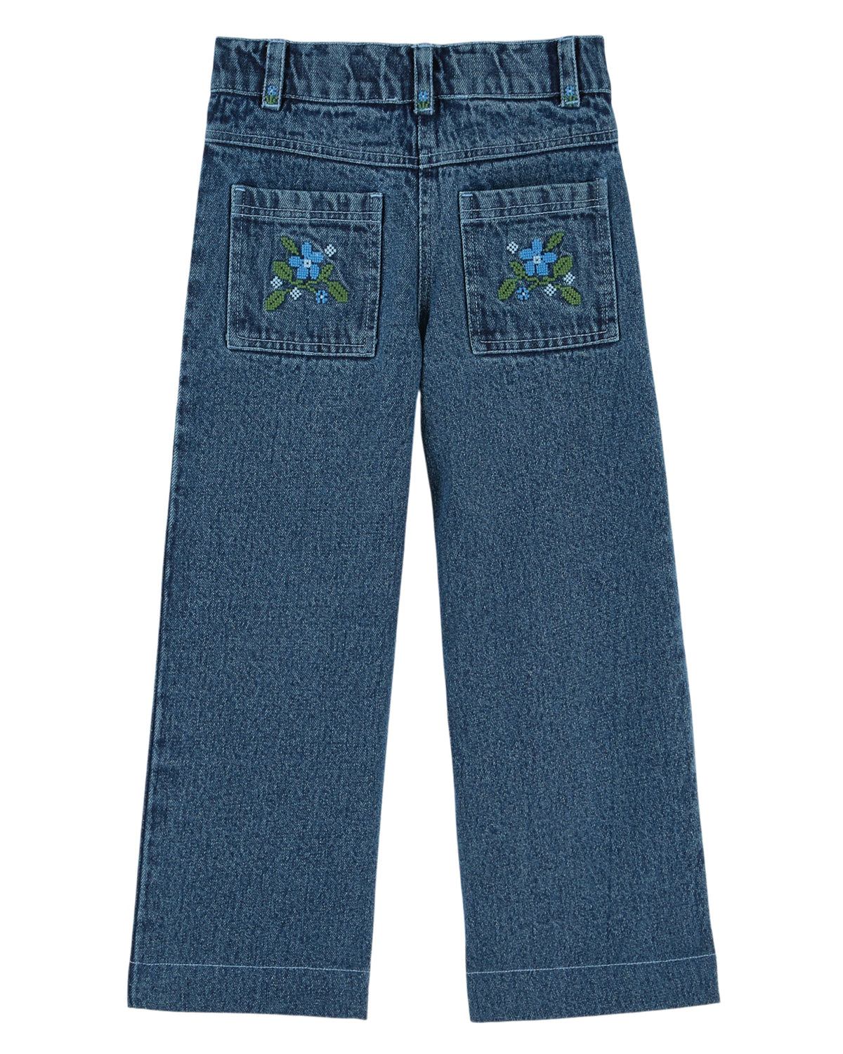 Denim Embroidered pants