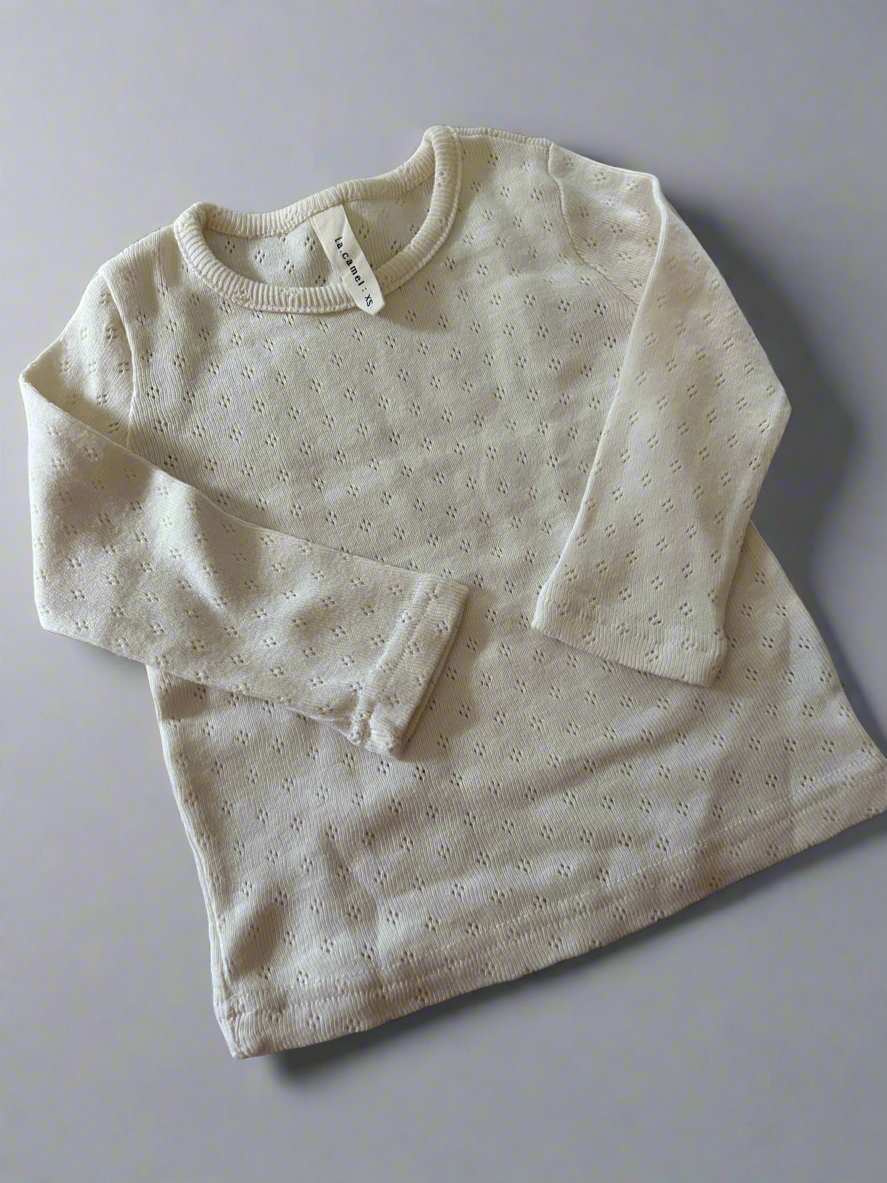 Cream eyelet tee