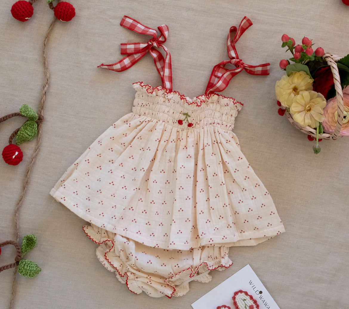 Cherry smocked set