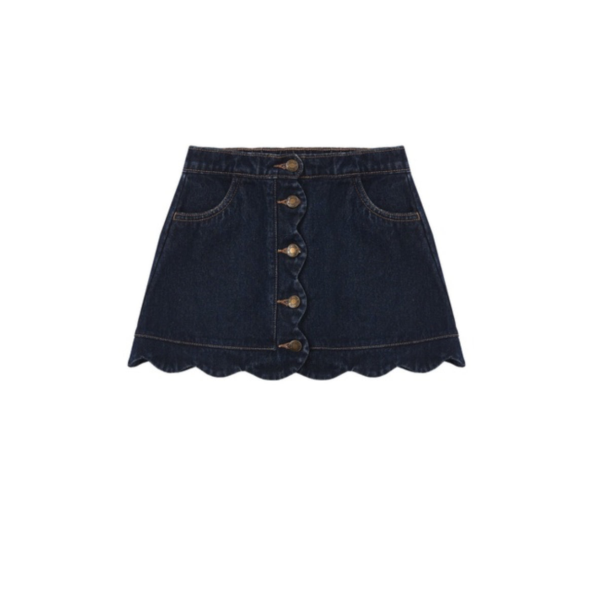 Scallop denim skirt