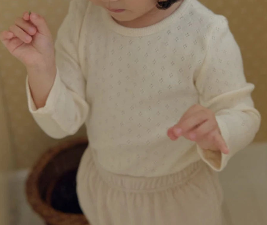 Cream eyelet tee
