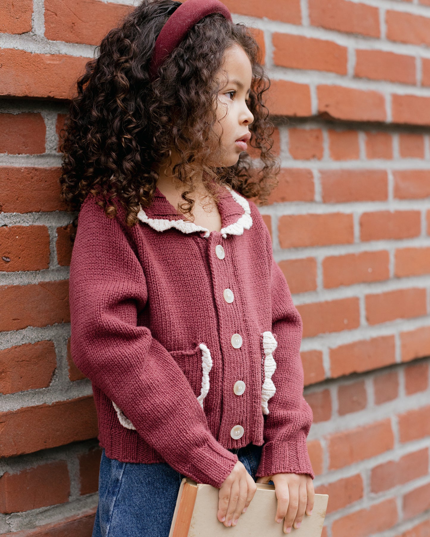 Burgundy Collared Cardigan