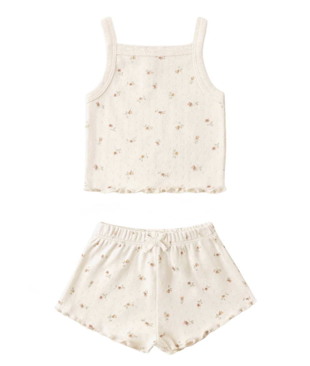 Pointelle Tank & Shortie Set - Fleurs