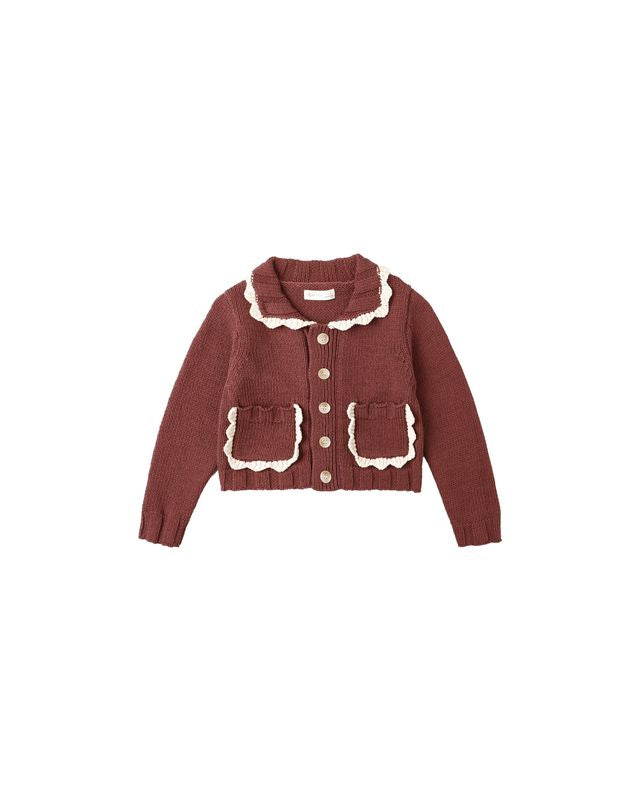 Burgundy Collared Cardigan