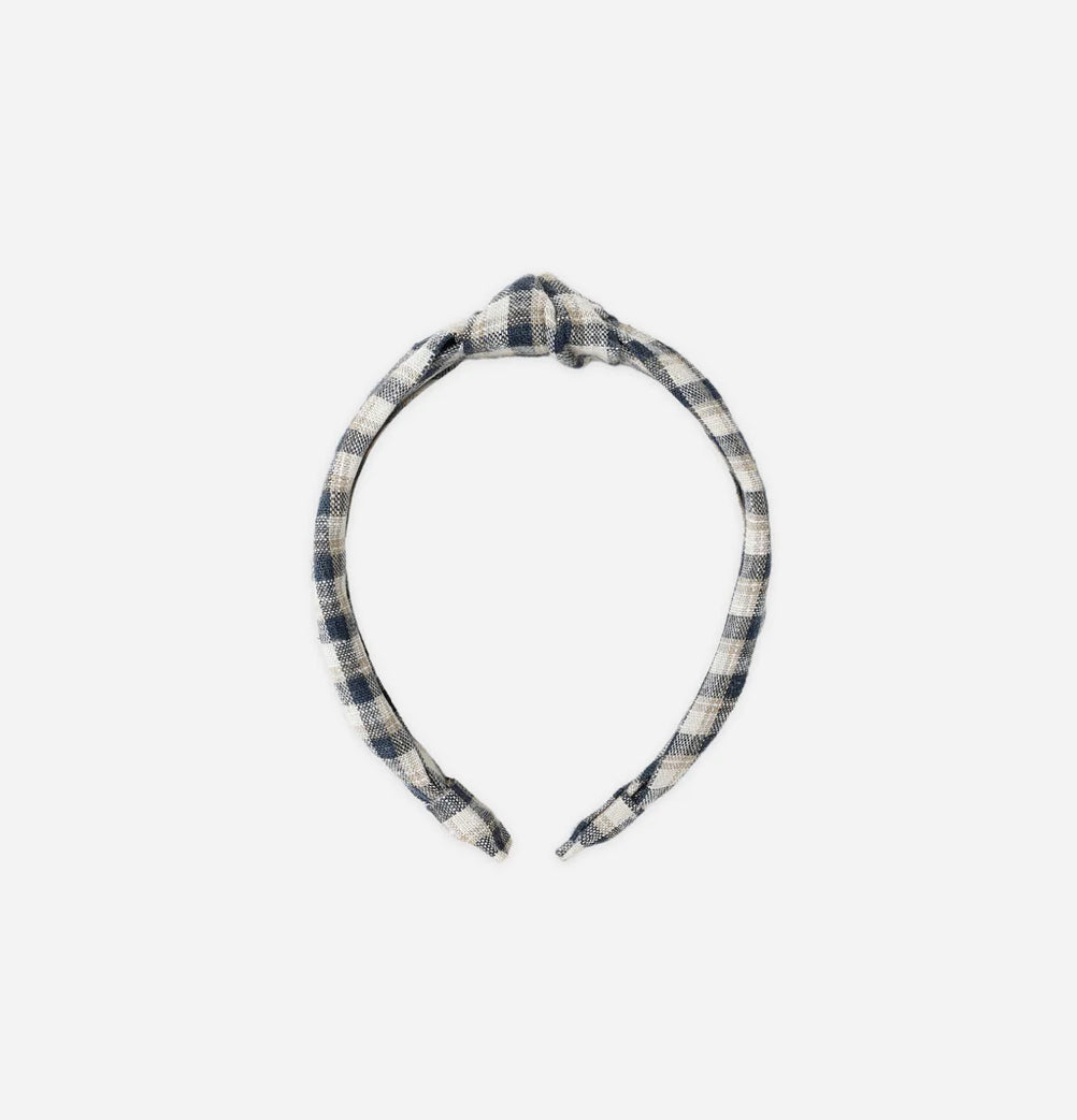 Navy check headband