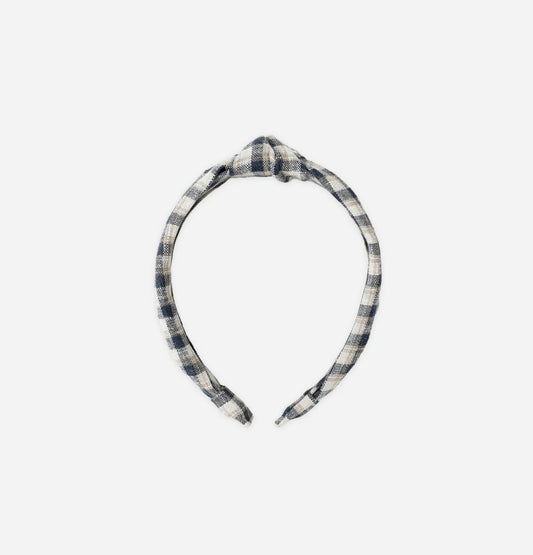 Navy check headband