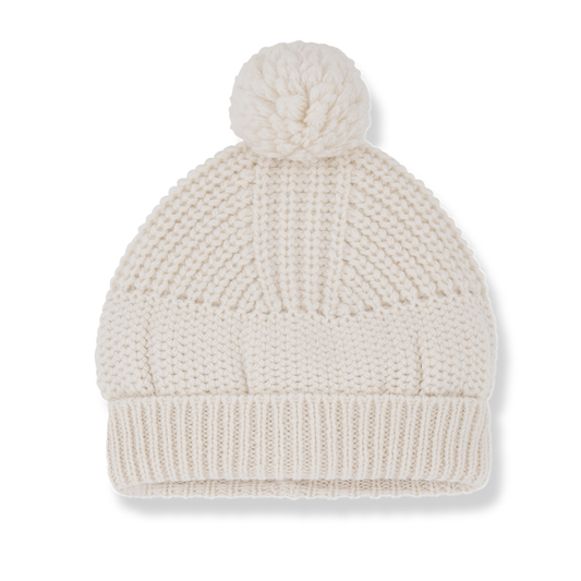Knit cream beanie