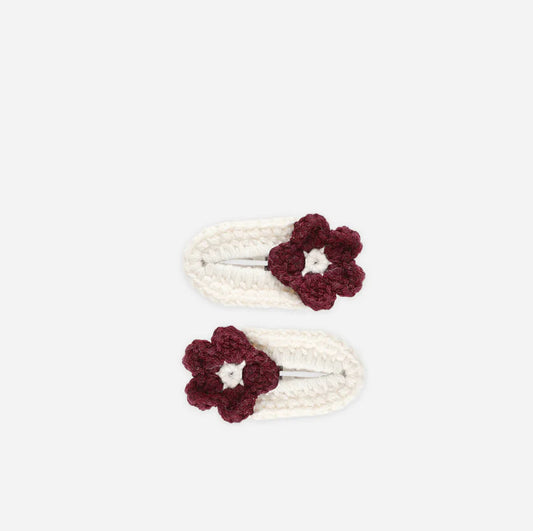 Burgundy crochet clips
