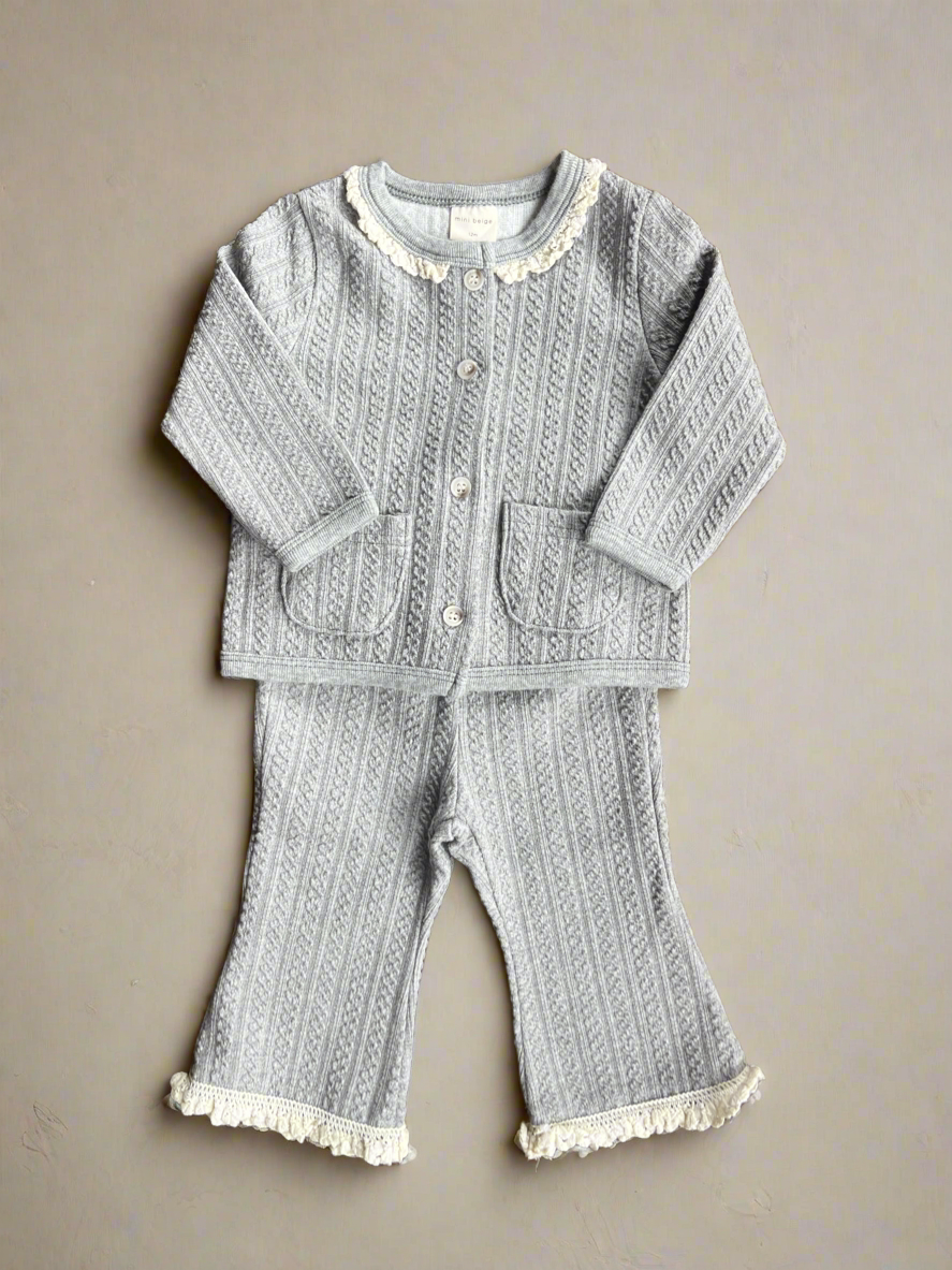 Grey frill baby set