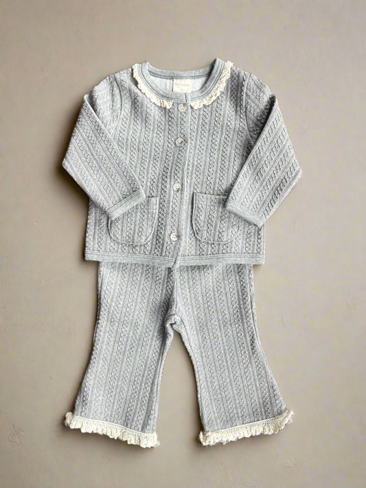 Grey frill baby set