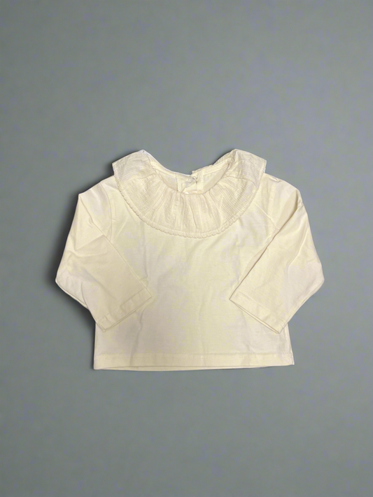 Ruffle cream tee