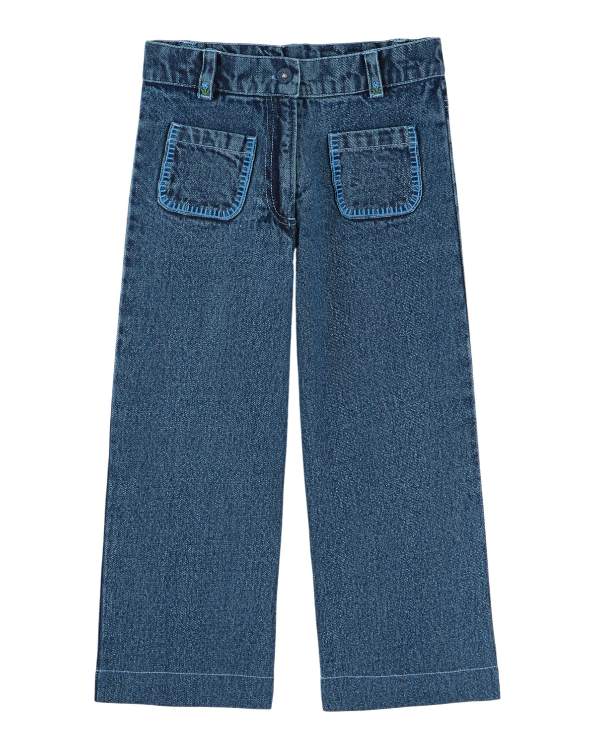 Denim Embroidered pants