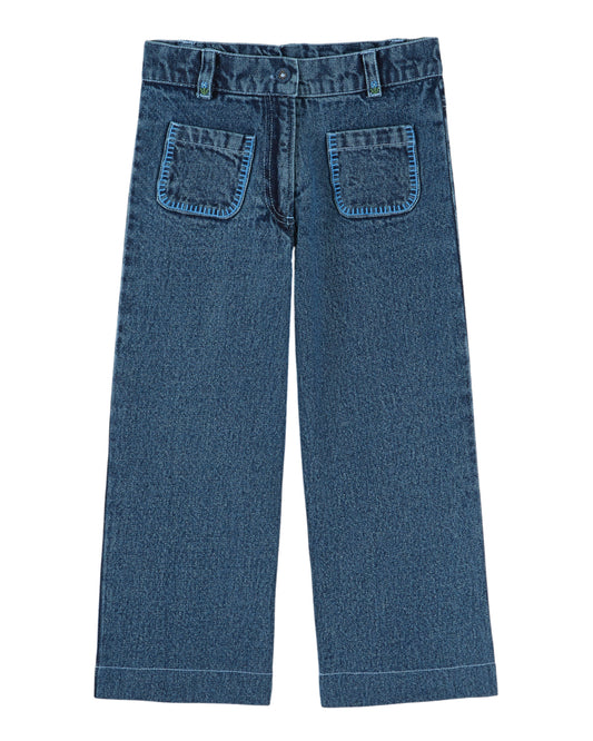 Denim Embroidered pants