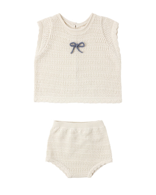 Scallop knit baby set