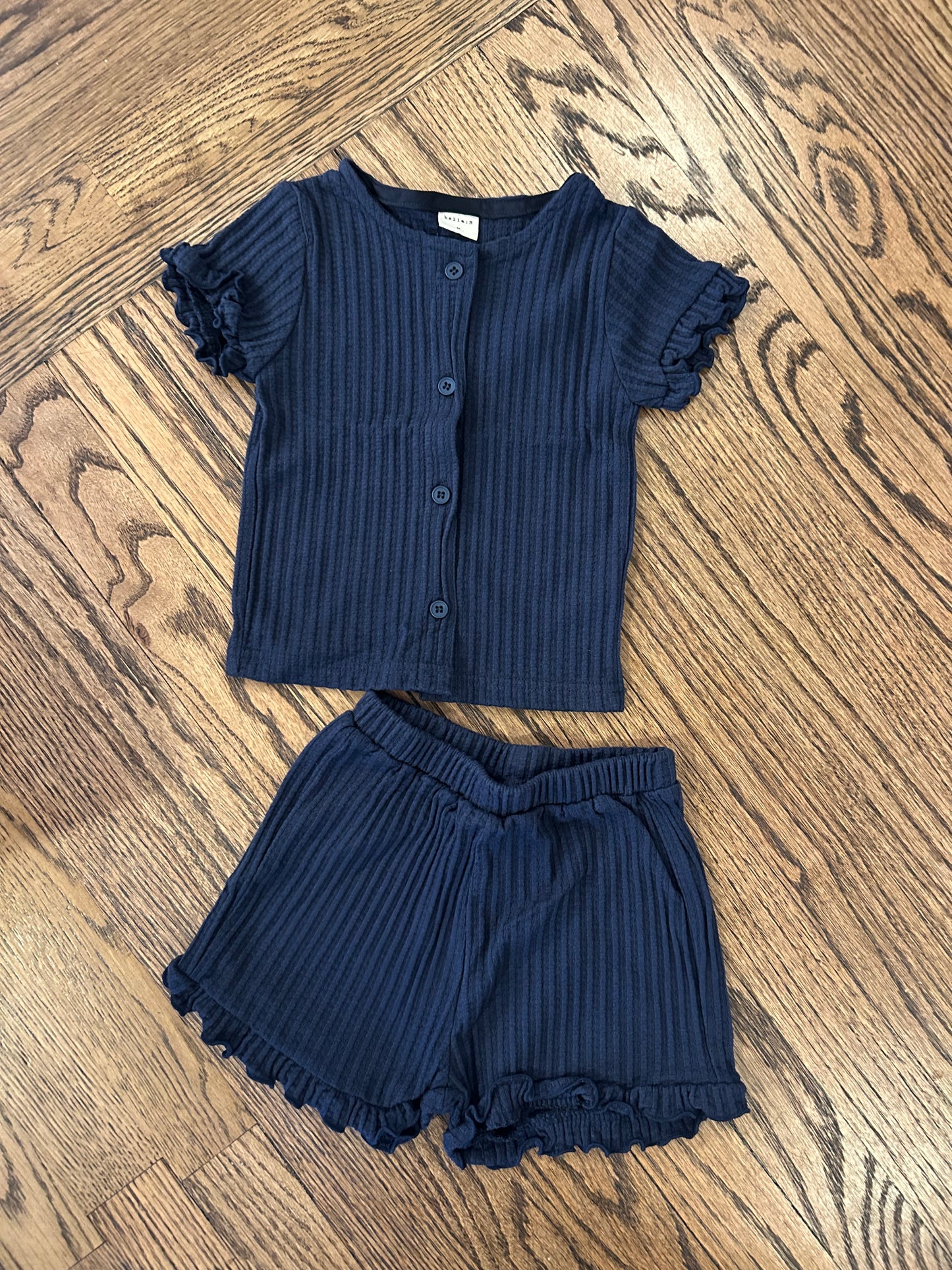 Navy frill shorts set