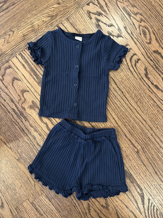 Navy frill shorts set