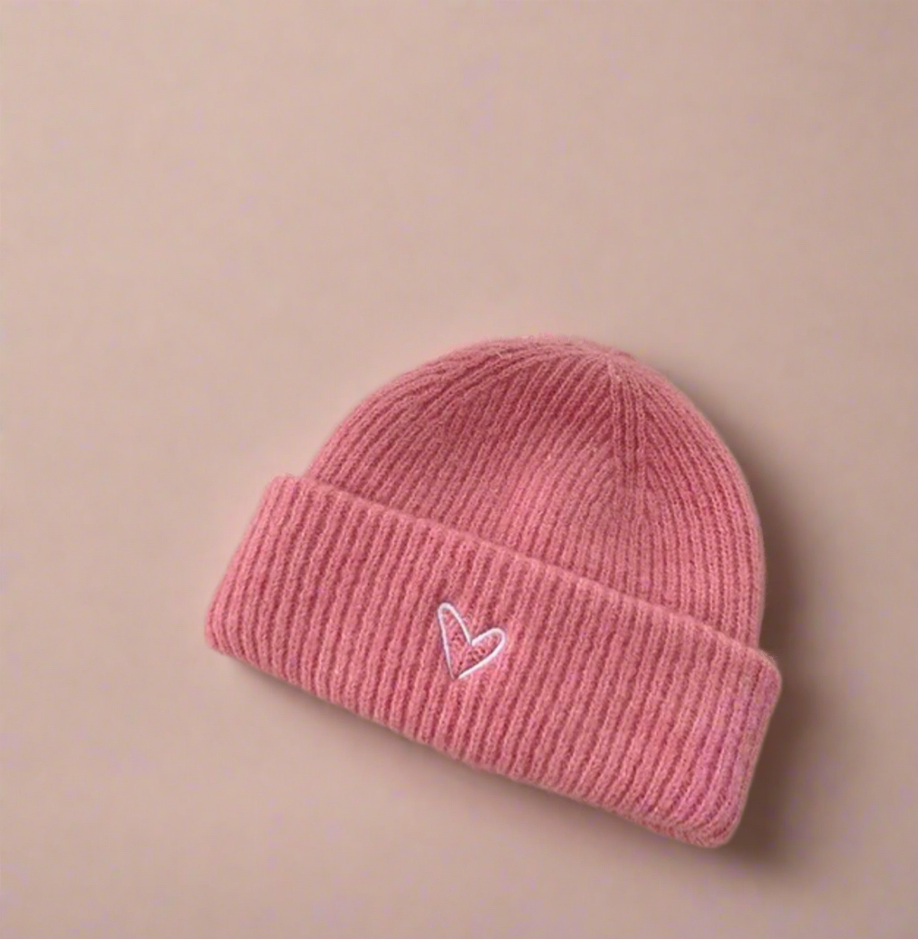 Pink Heart Beanie