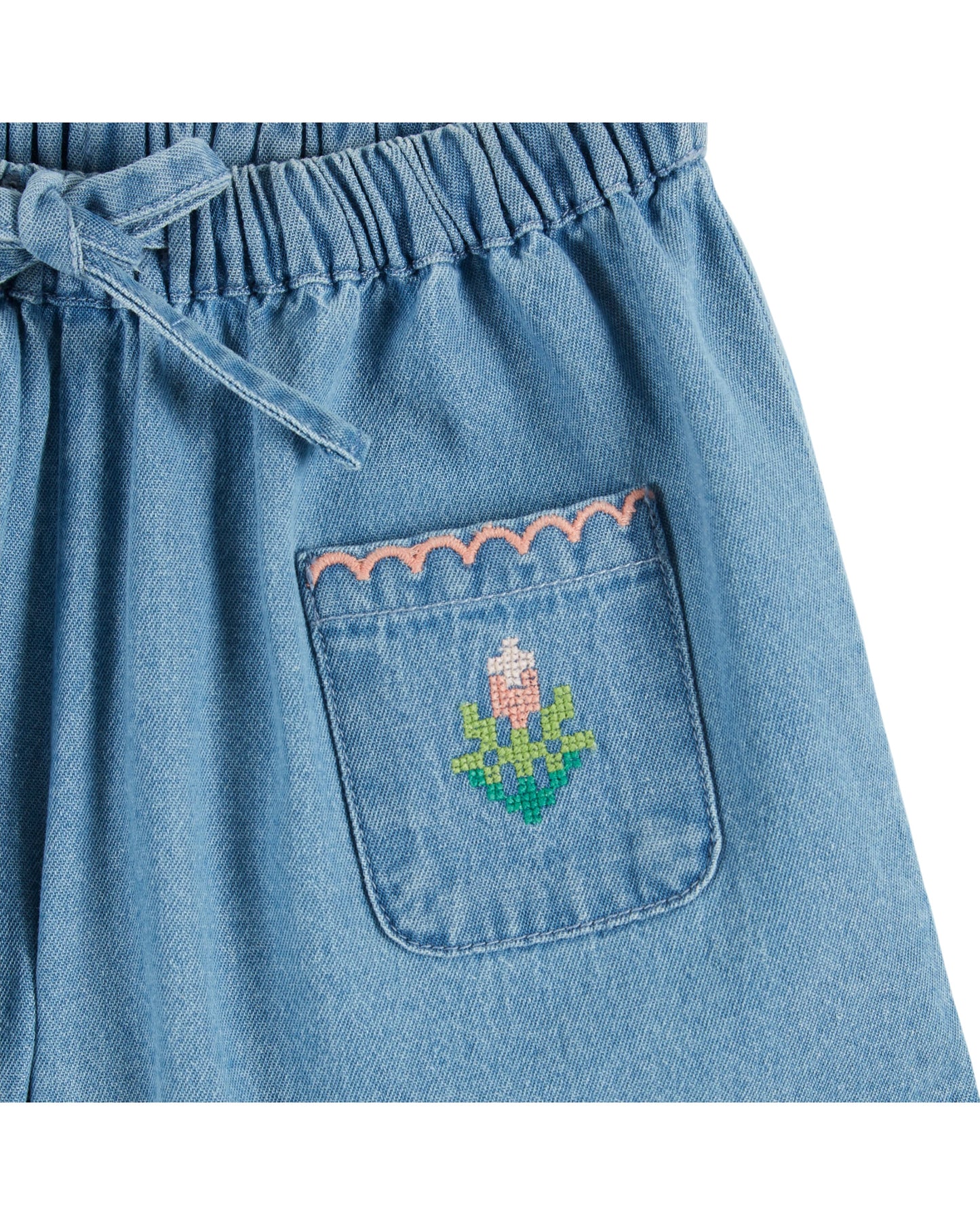 Rose denim shorts