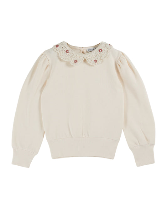 Crochet Collar Sweatshirt