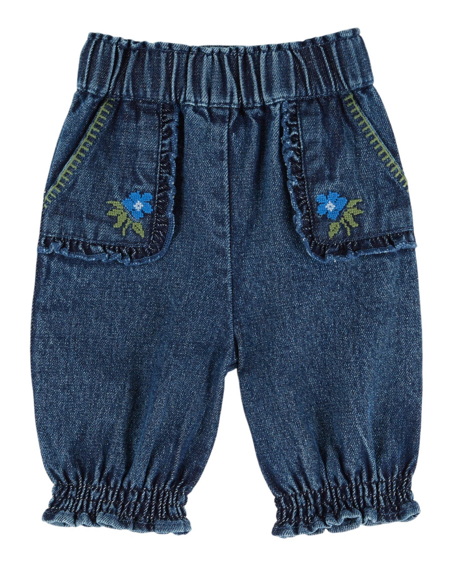 Embroidered denim pants