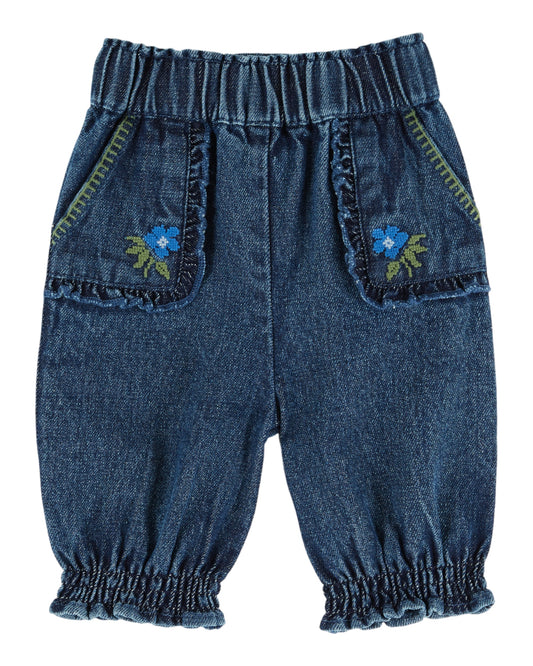 Embroidered denim pants