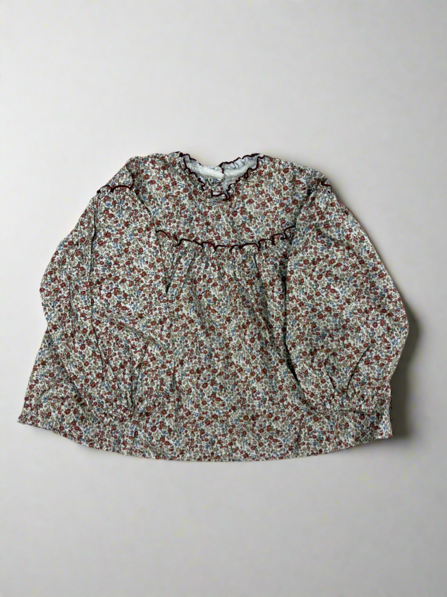 Shirring floral blouse