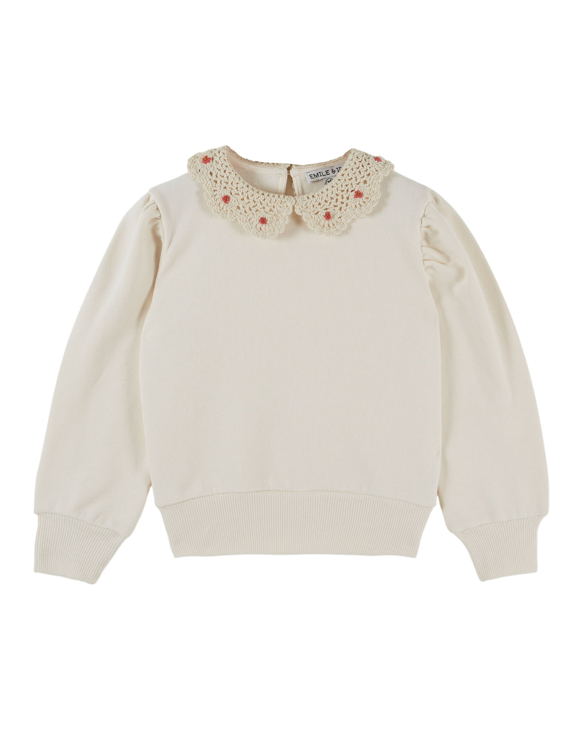 Crochet collar sweatshirt