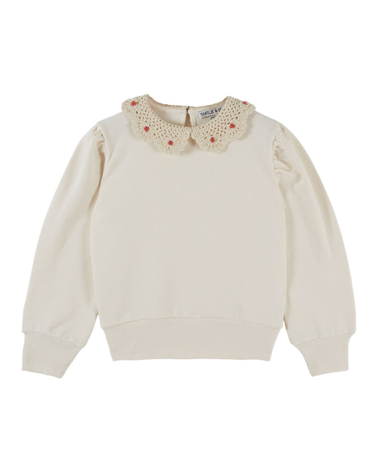 Crochet collar sweatshirt