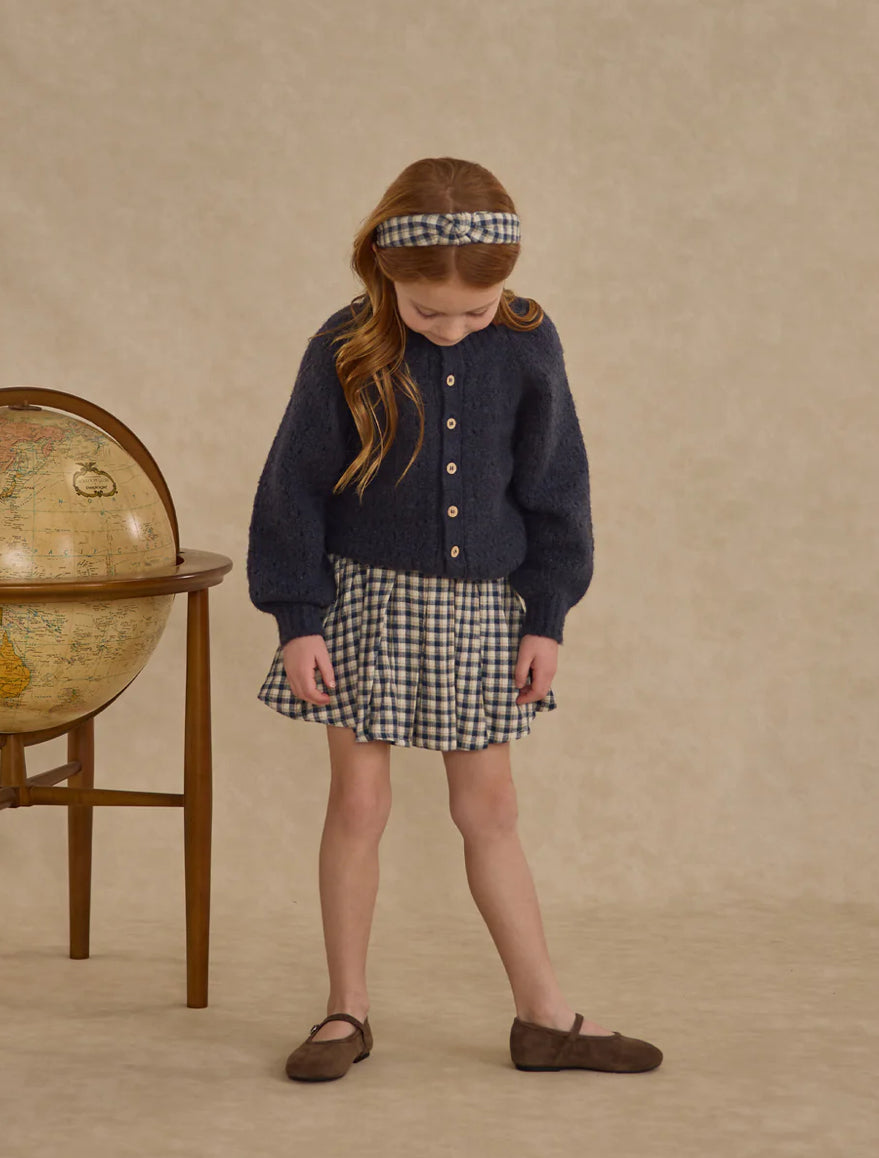 Navy check headband