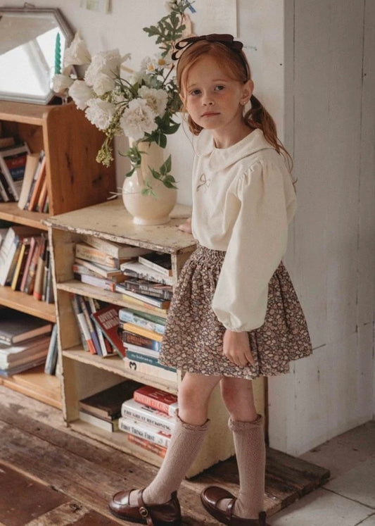 Corduroy Floral Frill Skirt