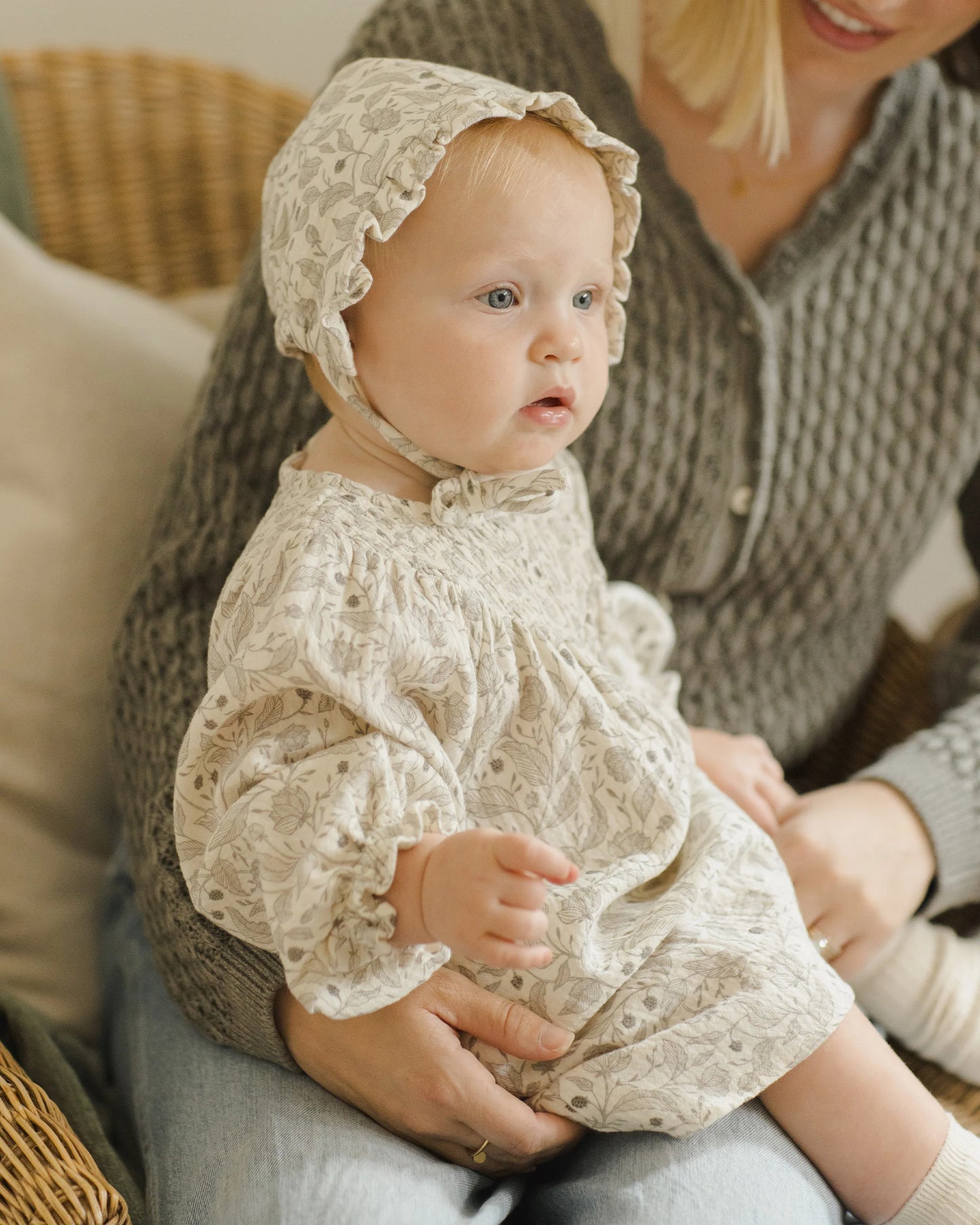 V Smocked Dress - Winter Floral