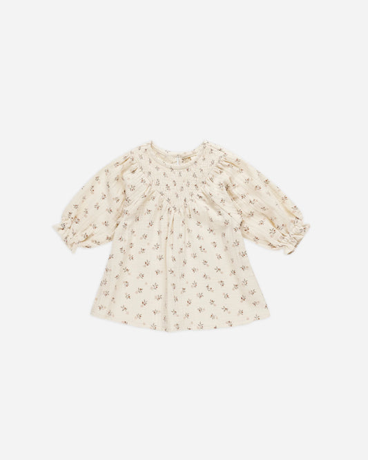 V Smocked Dress - Holly Berry