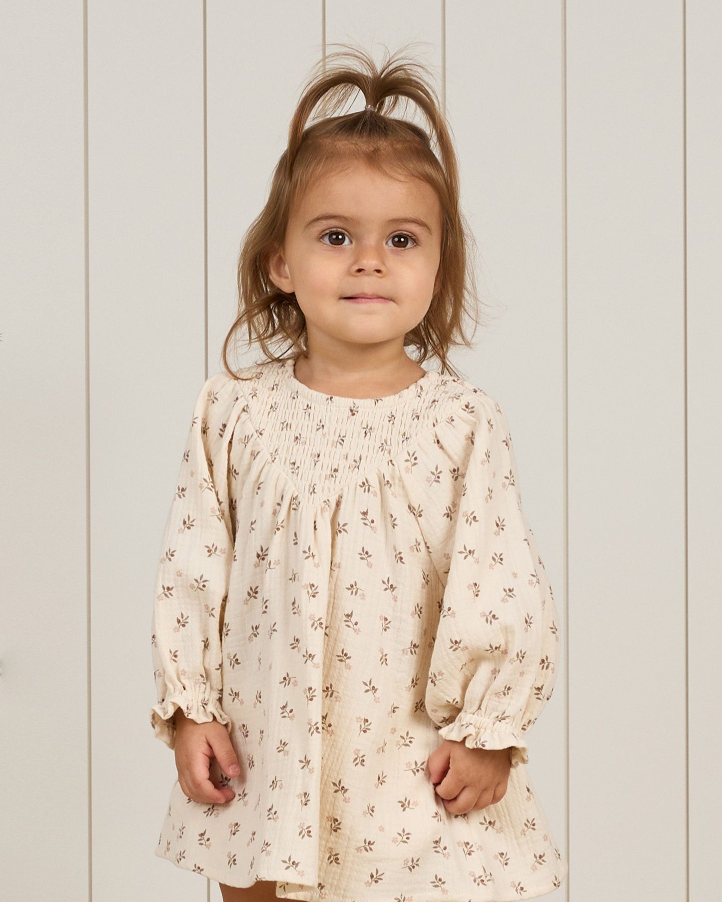 V Smocked Dress - Holly Berry