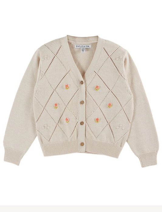 Hand Embroidered Flower Cardigan