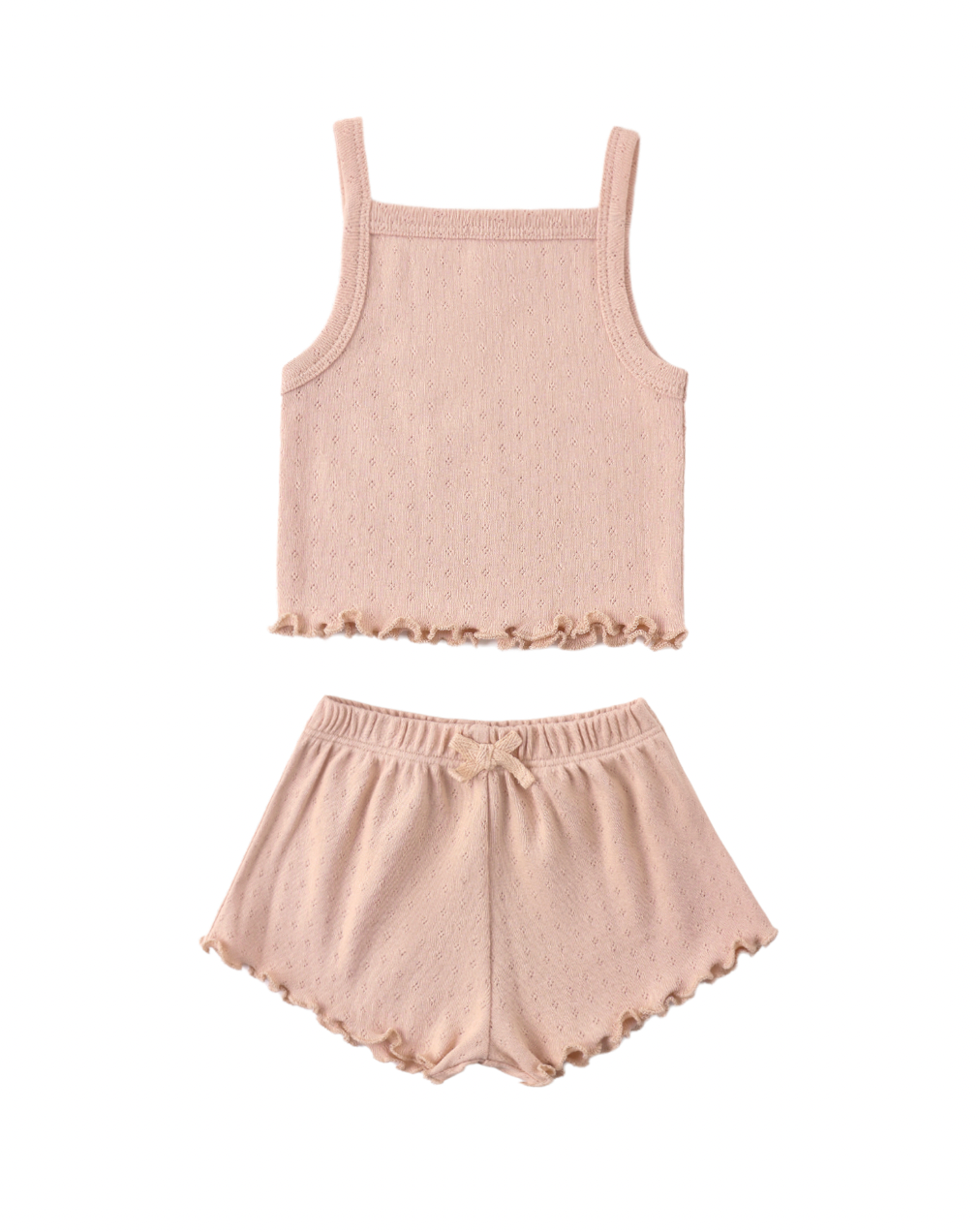 Pointelle Tank & Shortie Set - Peach