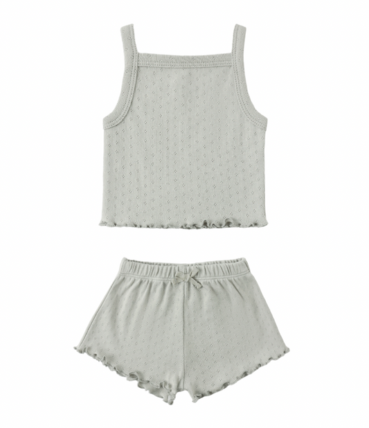 Pointelle Tank & Shortie Set- Sage