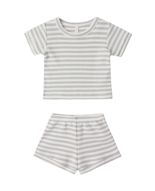 Striped Waffle Short Set