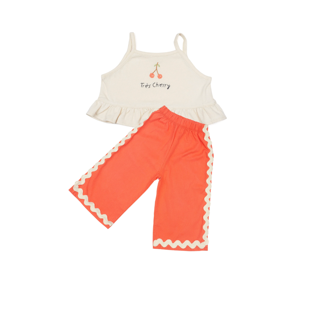 Tres Cherry Wide Leg Pant Set