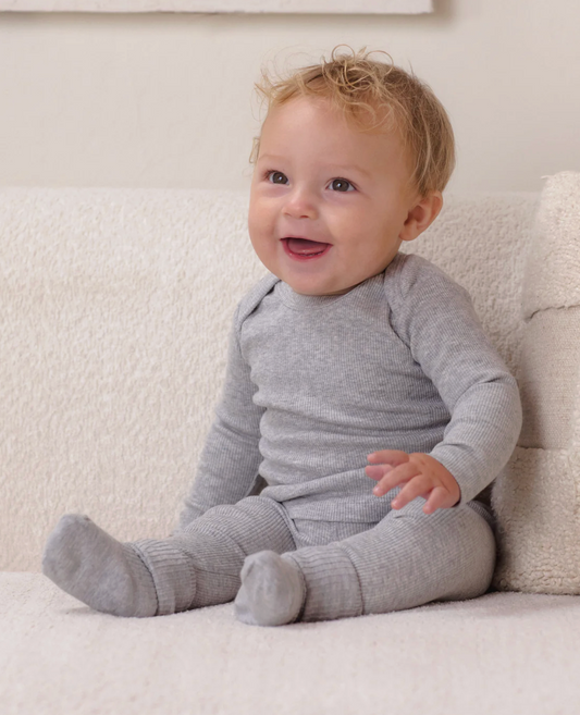 Ribbed Tee & Legging Set - Dusty Blue
