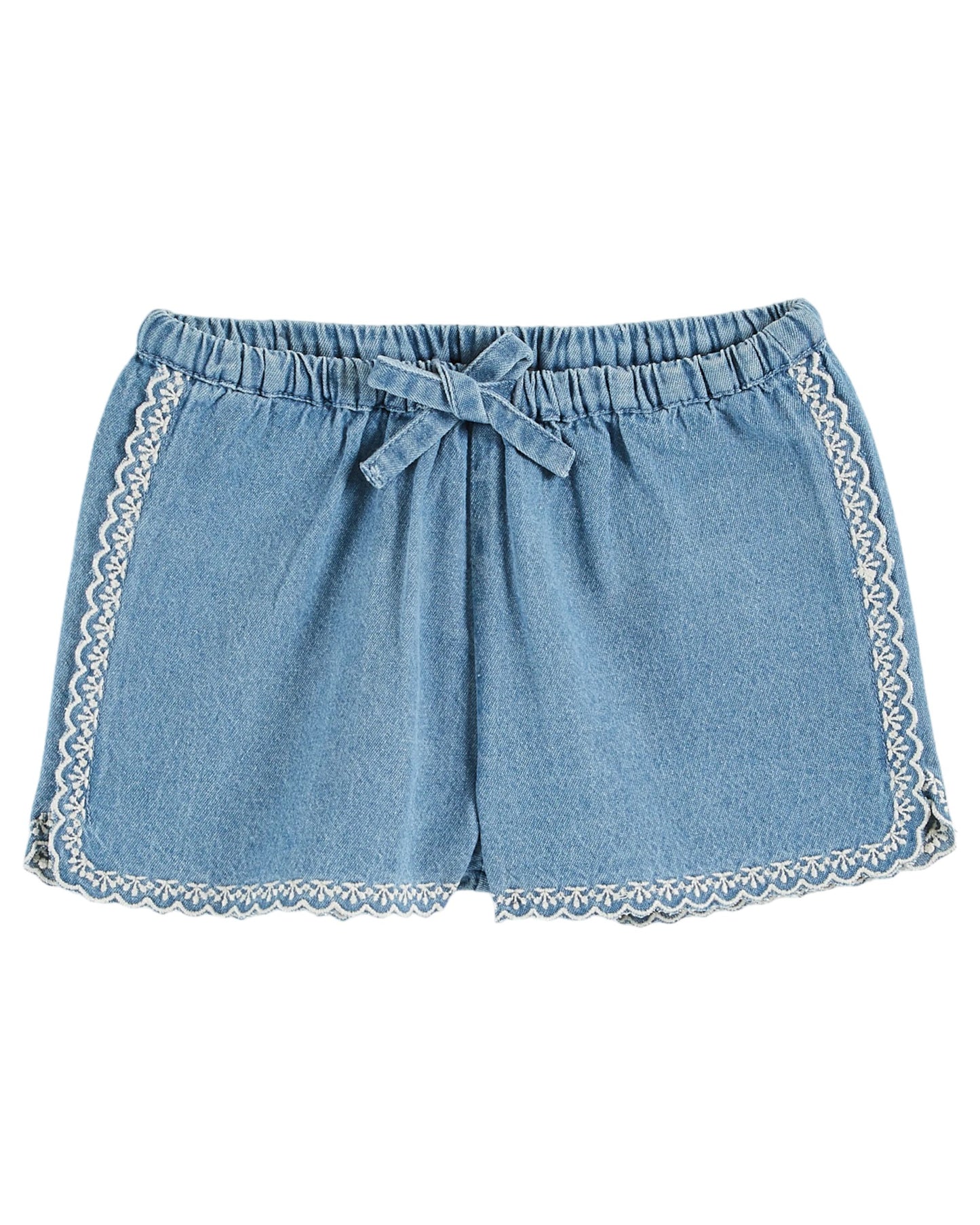 Embroidered Denim Shorts