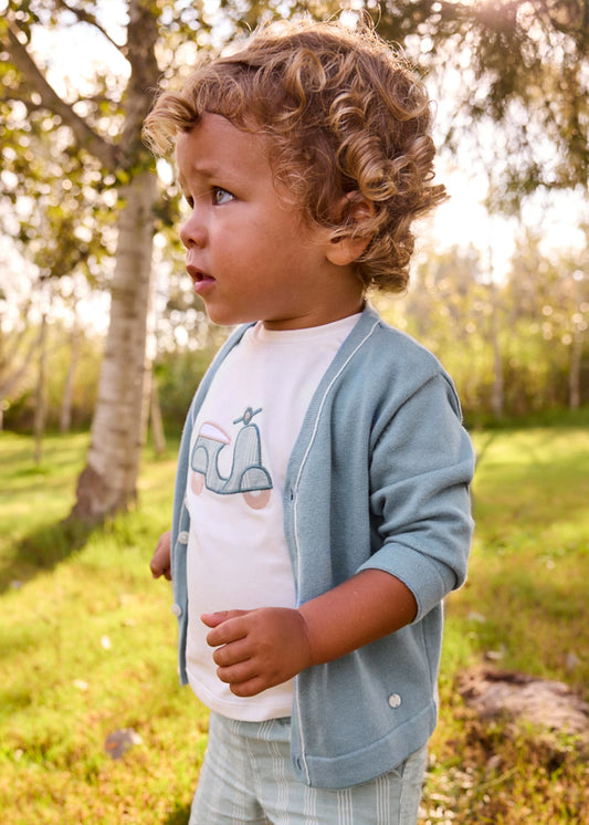 Teal Boys V-Neck Cardigan