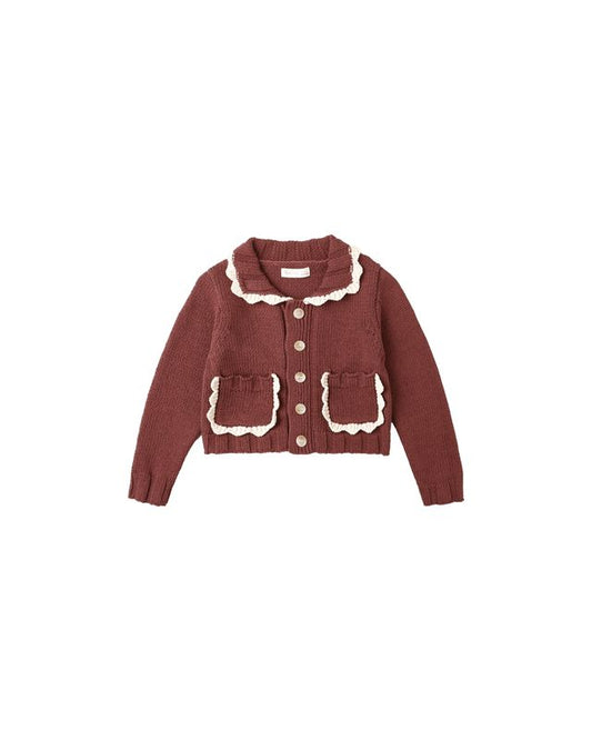 Burgundy Collared Cardigan